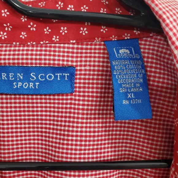 Karen Scott Women's Sport Button Up Christmas Long Sleeve Red White Size XL - Picture 7 of 12